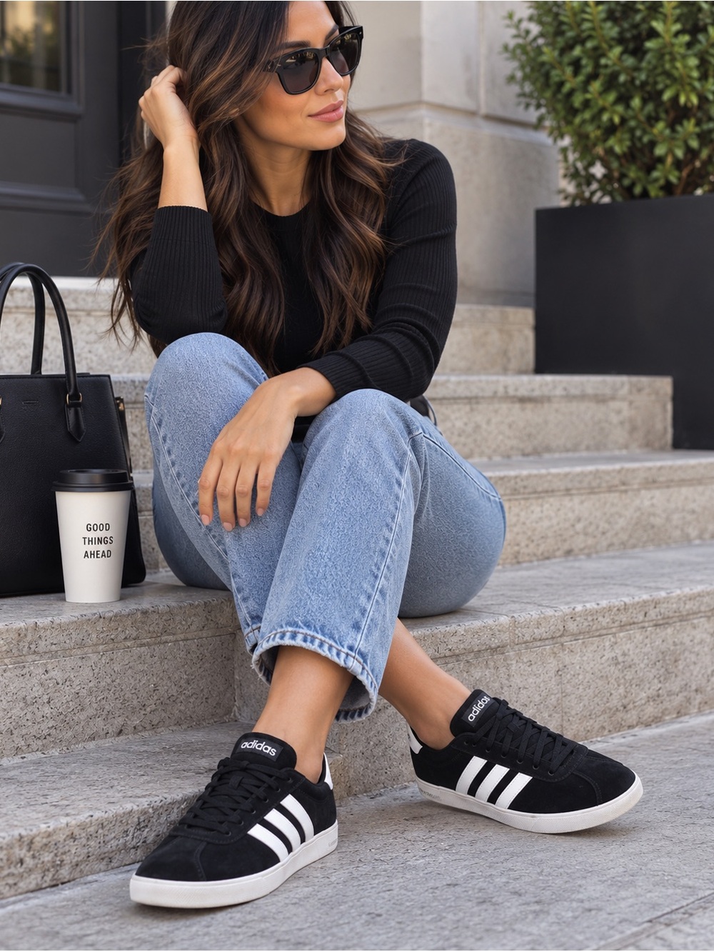 adidas VL Court 2.0 Black Suede Sneakers Women’s Size 10.5